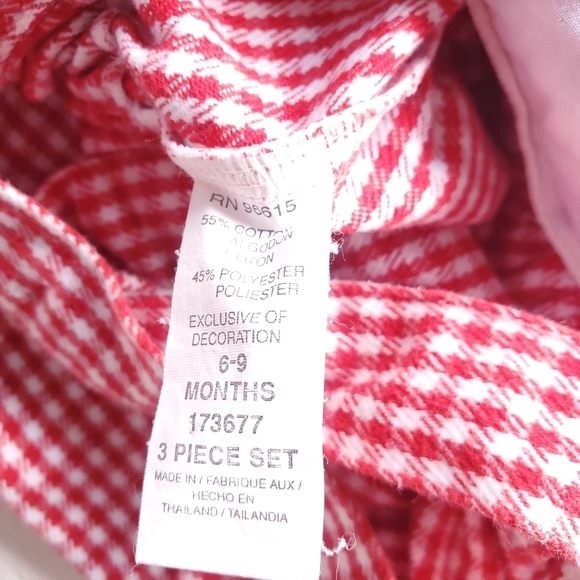 Vintage A Little Angel Overalls Red|White Bear Checkered Baby 6-9 Months  - Picture 4 of 5